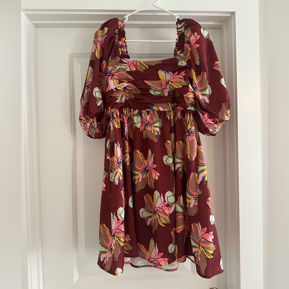 Crosby Maroon Floral Mini Dress